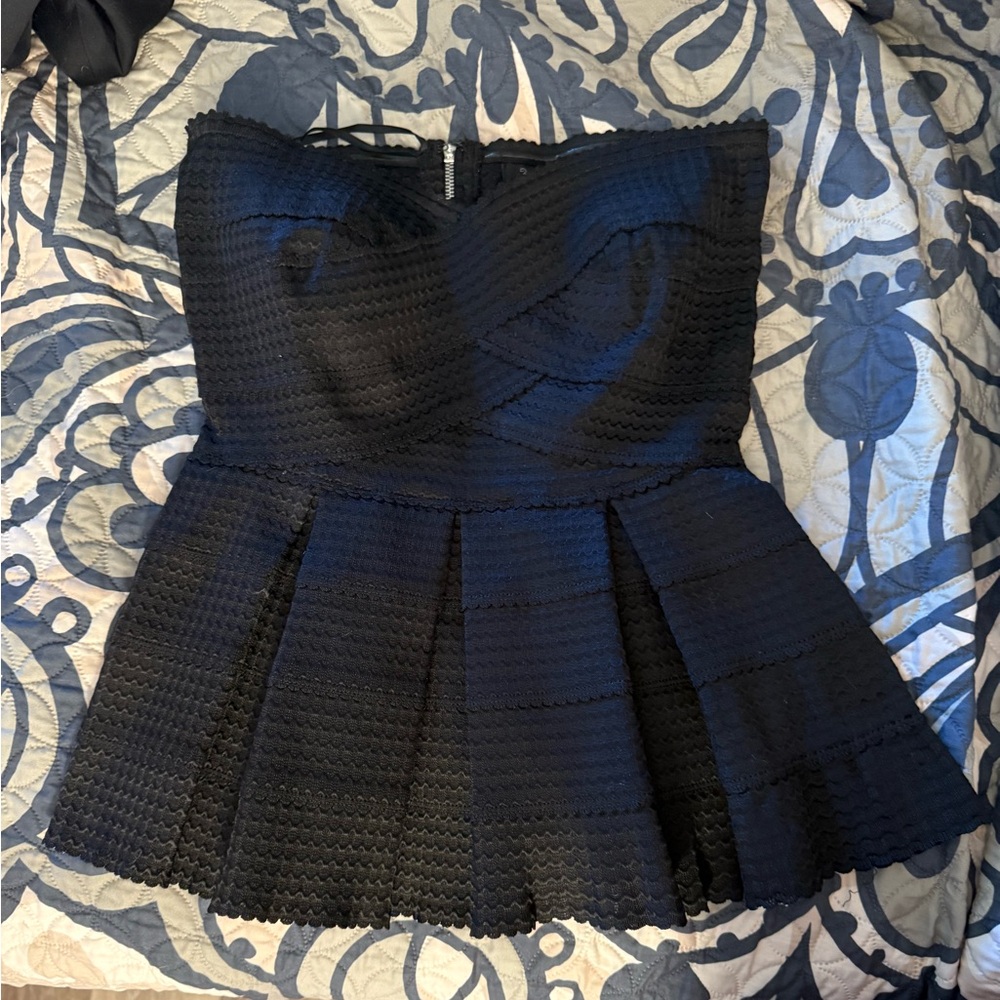 Honey Punch Black Textured Strapless Dress